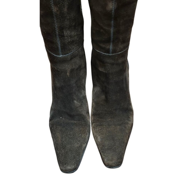 PRADA BROWN SUEDE HEELED BOOTS - EU 38.5/US 8 - Picture 6 of 16